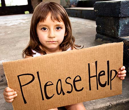 Little girl asking for help